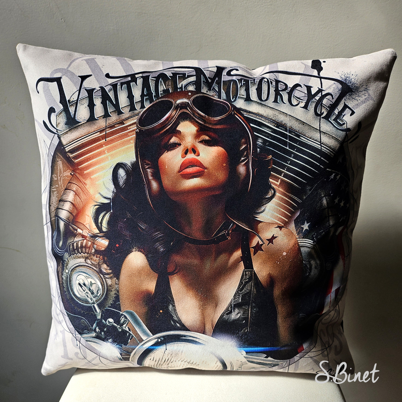 Coussin pin-up biker