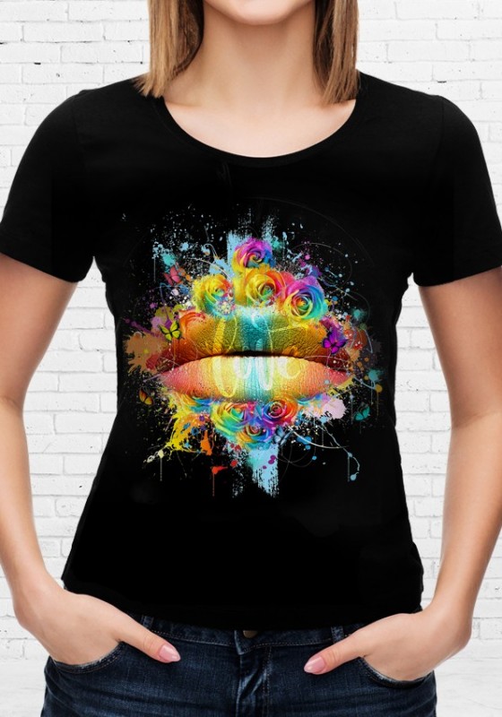 T-shirt Bouche Color noir